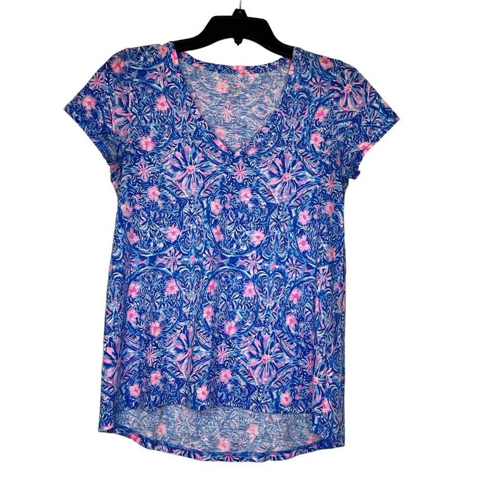 Lilly Pulitzer Etta V-neck Blue Peri Takin it Easy top size XS